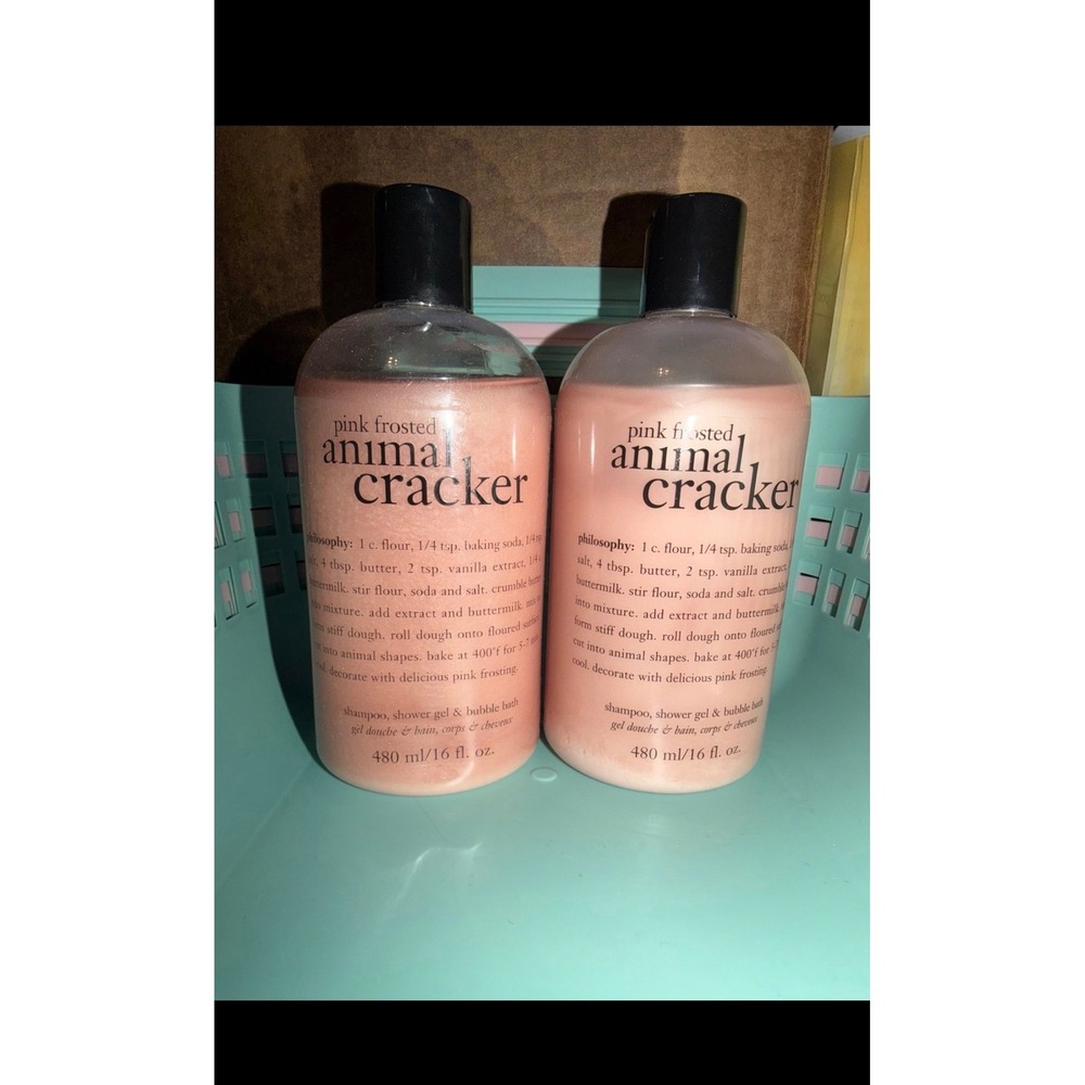 Philosophy Pink Frosted Animal Cracker Shower Gel Shampoo Bubble Bath Set 2‎